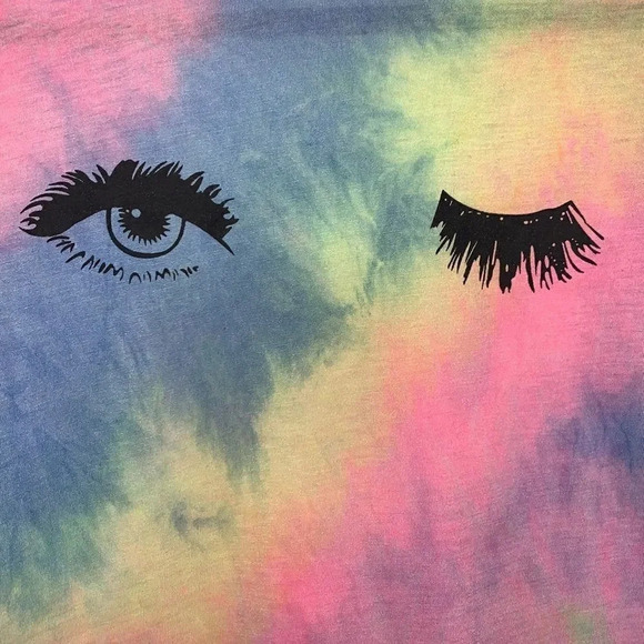 Shein Tie Dye Eye Wink Crop Top - Picture 2 of 5